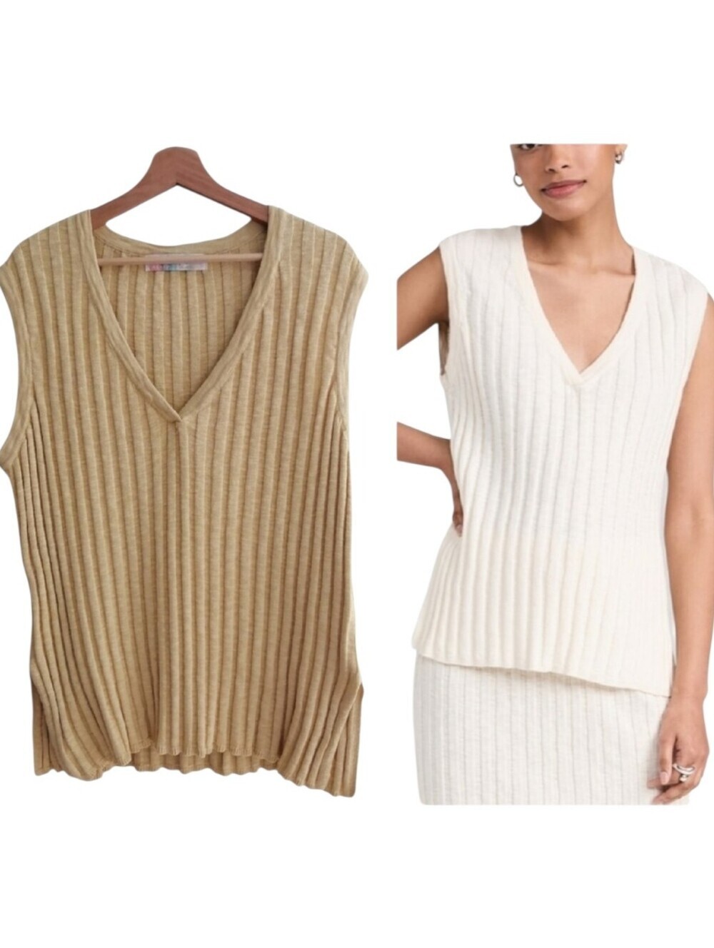 Free People Beach Veda Ribbed Knit Sweater Vest Yellow Large